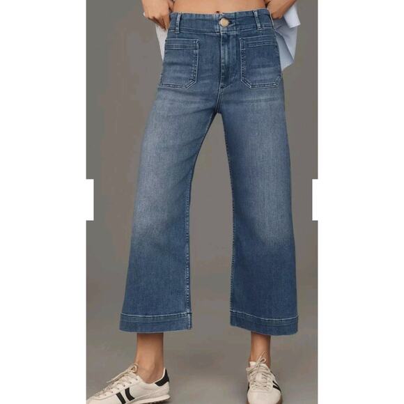 The Colette Crop High-Rise Wide-Leg Jeans by Maeve-medium denim wash- 27 - Picture 3 of 7